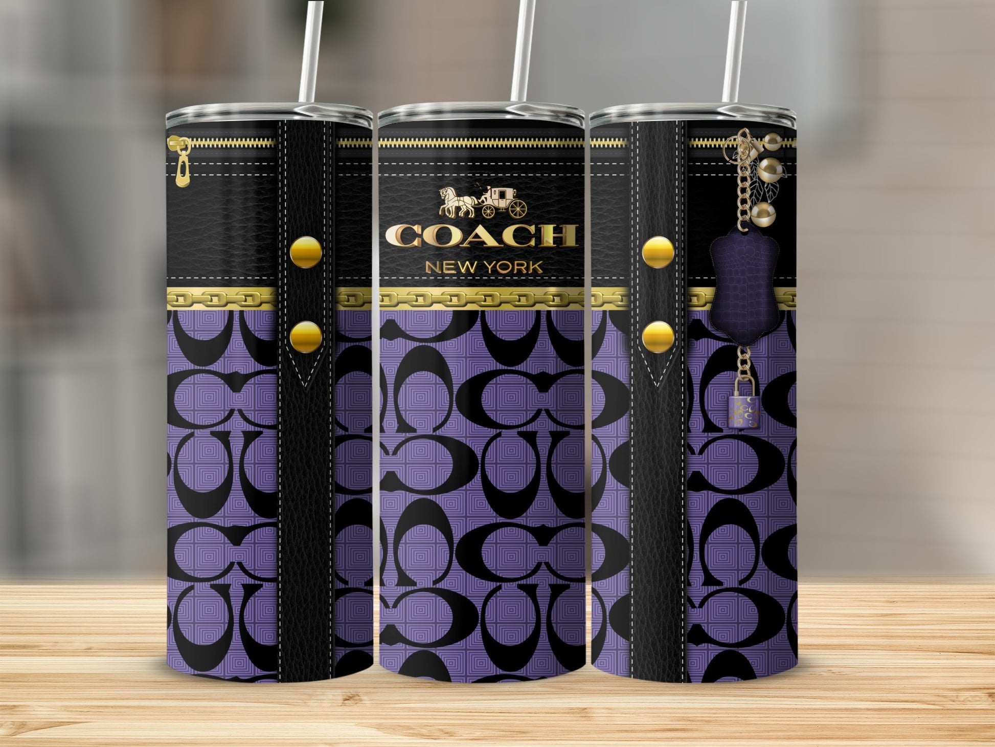 Luxury Coach New York Designer Tumbler with Chic Print