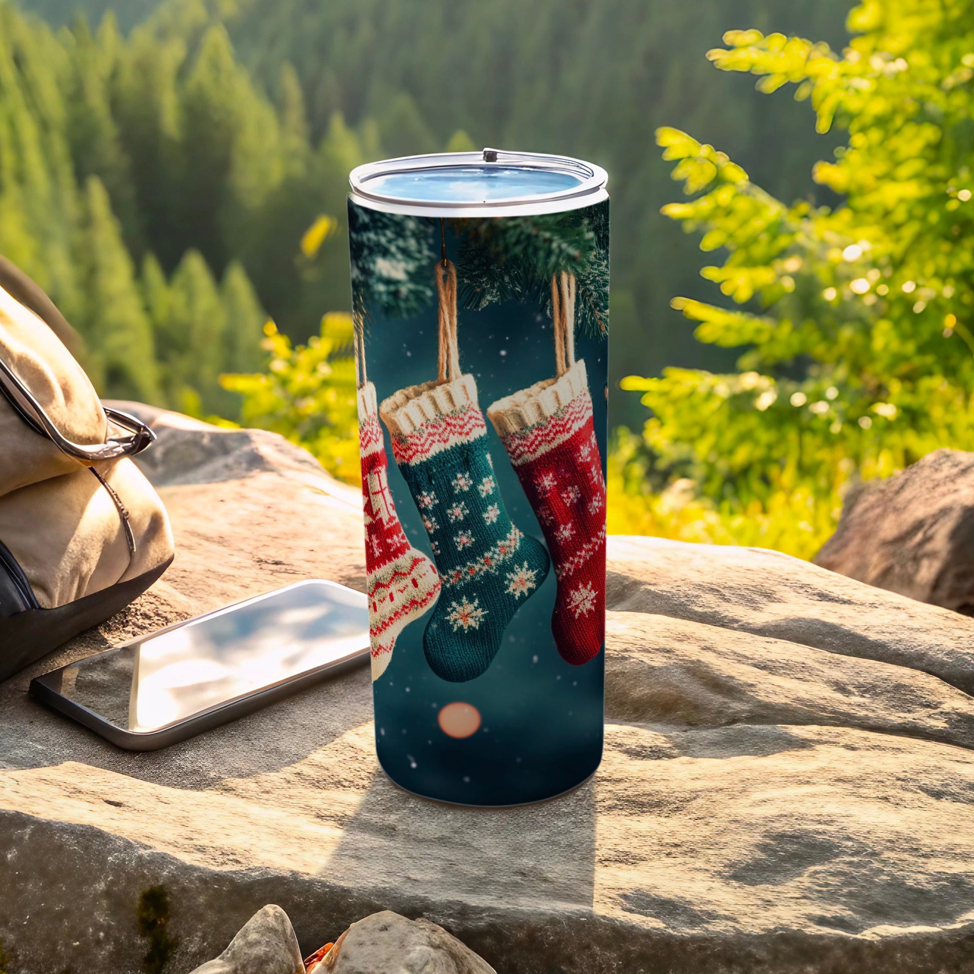 Festive Holiday Stockings Design Insulated Tumbler