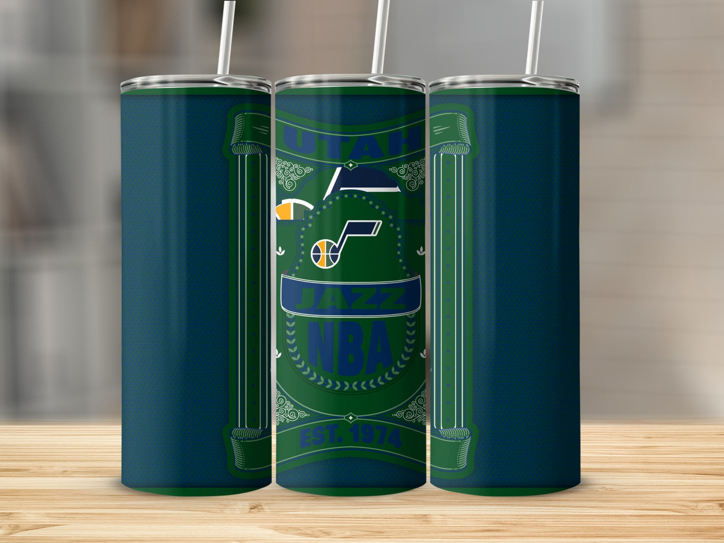 Utah Jazz Est 1974 NBA Basketball Team Logo Art Tumbler