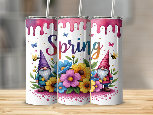 Spring Gnome with Flowers and Butterflies Tumbler