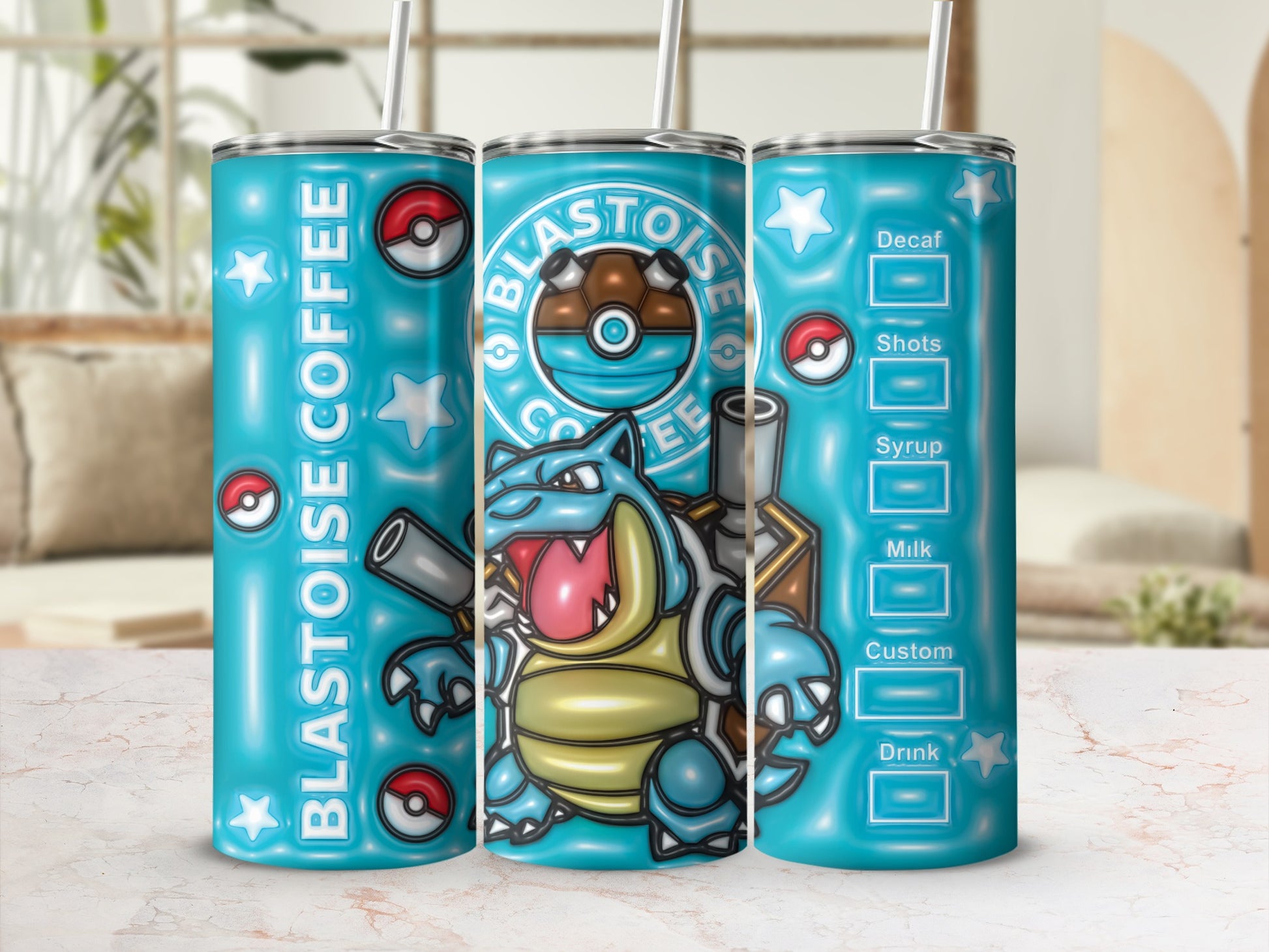 Blastoise Coffee Pokeball Stars Custom Drink Blastoise product type