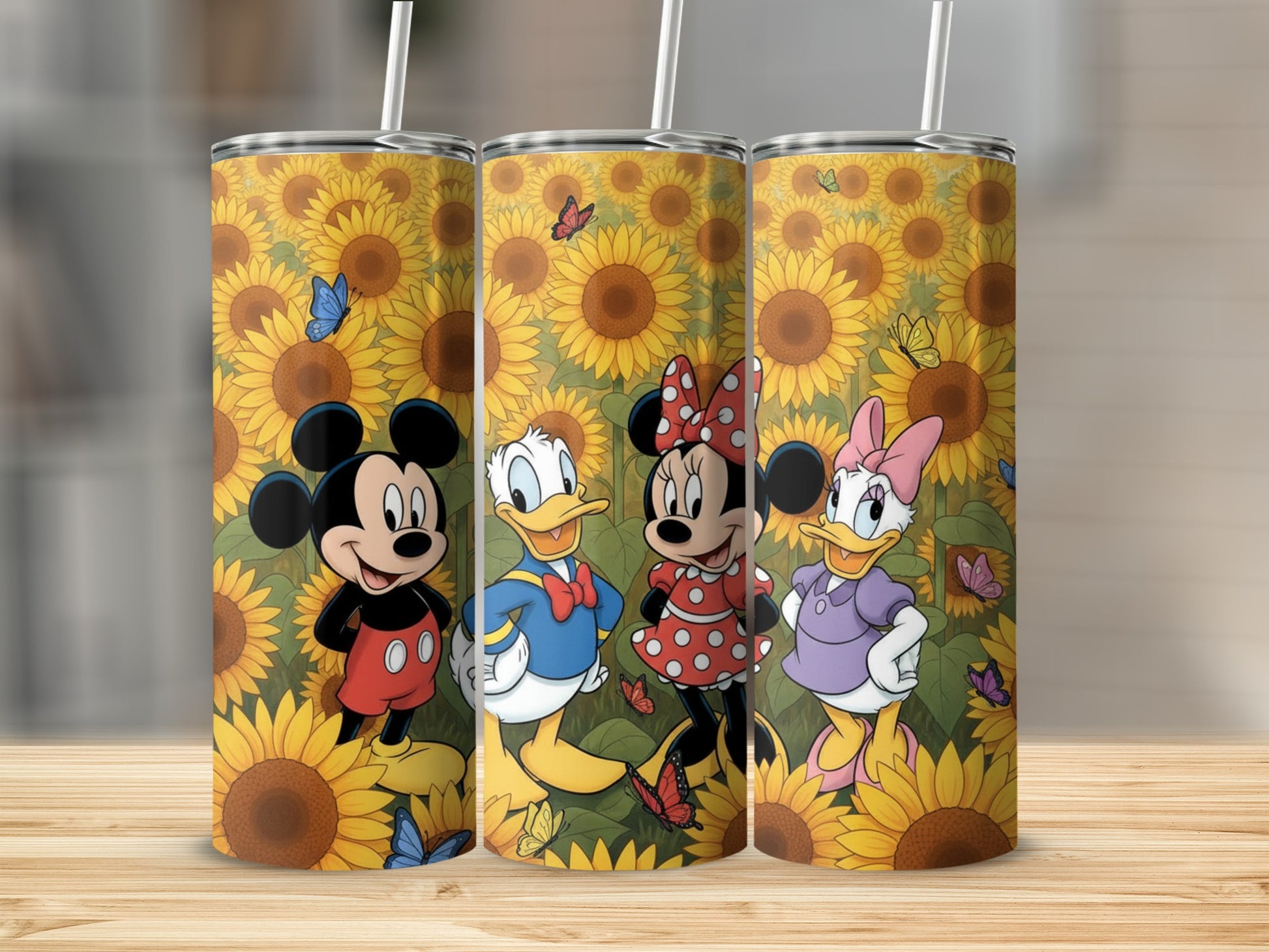 Disney Characters with Sunflowers Tumbler Set