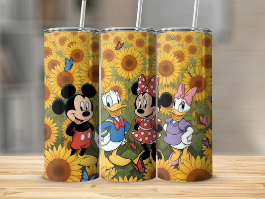 Disney Characters with Sunflowers Tumbler Set