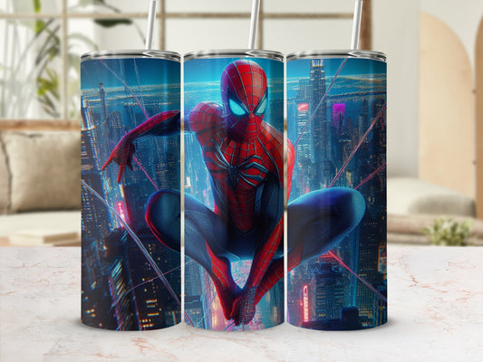 Spiderman Cityscape Design Tumbler for Fans
