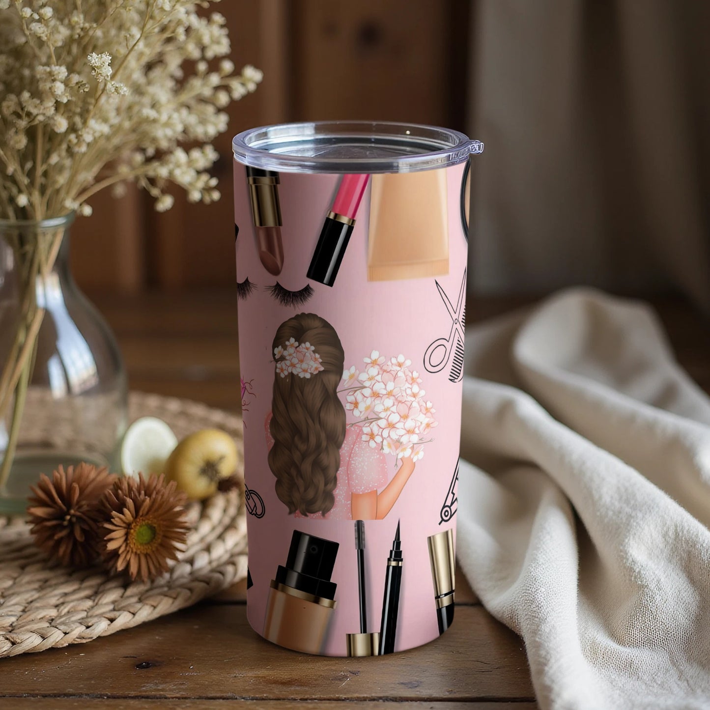 Hair and Makeup Themed Tumbler for Beauty Enthusiasts