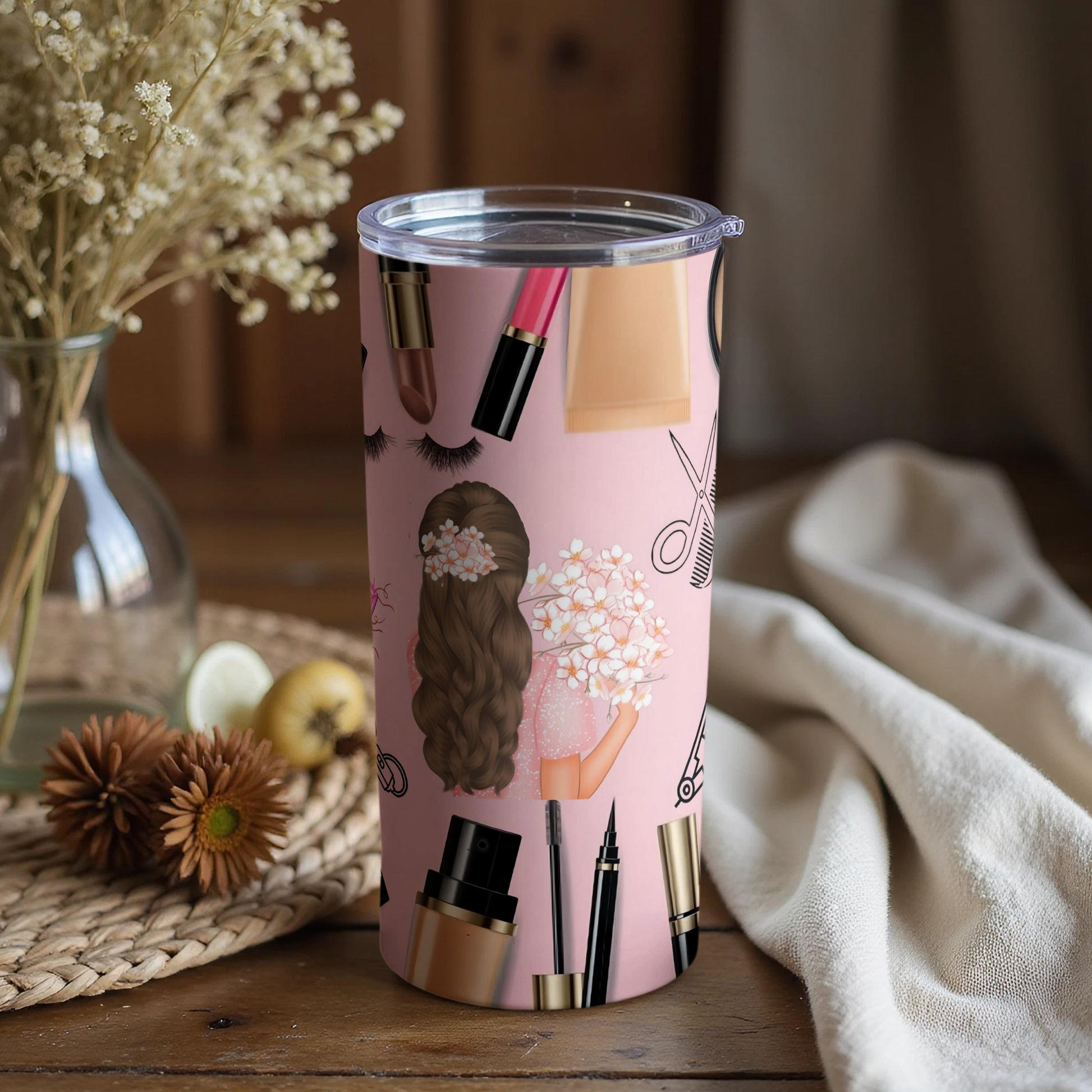 Hair and Makeup Themed Tumbler for Beauty Enthusiasts