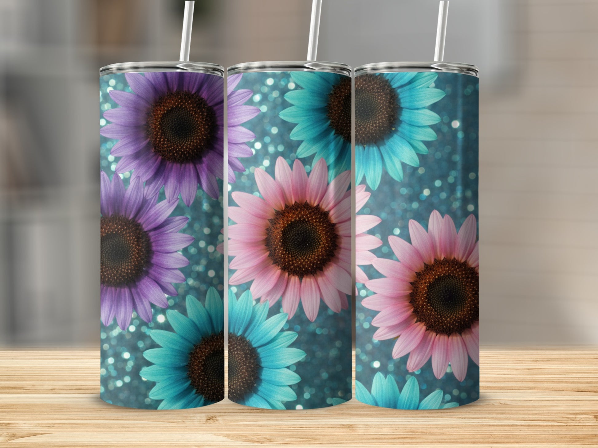Colorful Sunflower Design on Sparkly Background Product
