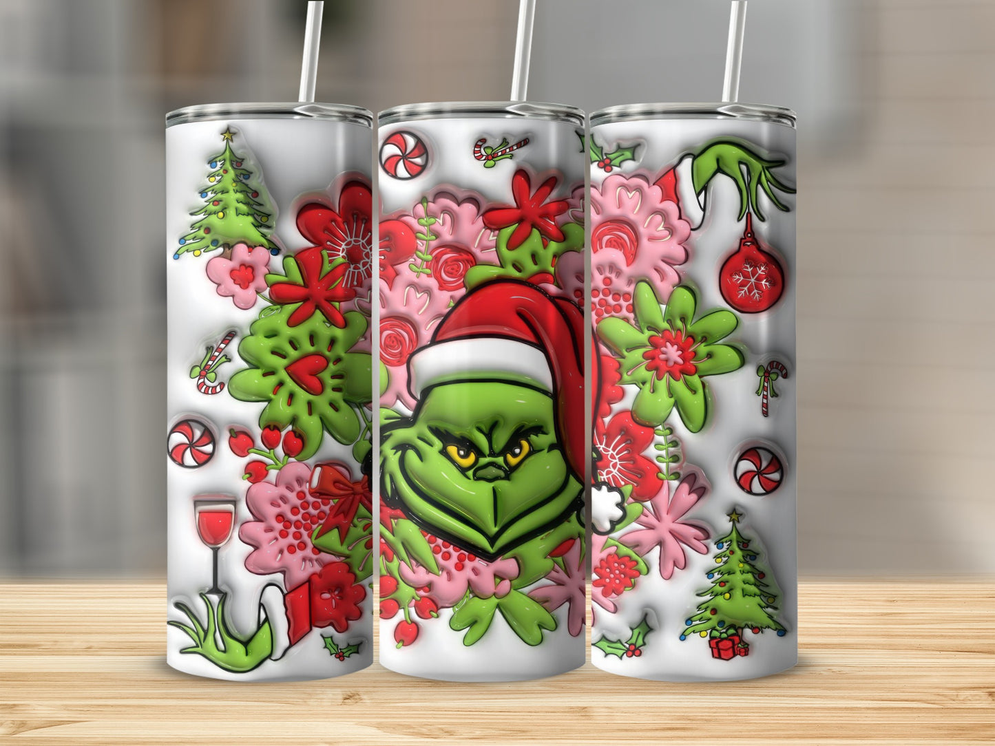 Christmas Holiday Themed Tumblers with Festive Designs