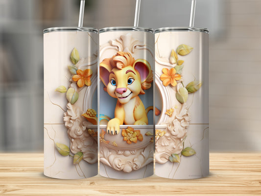 Adorable Cartoon Lion Design Personalized Tumbler