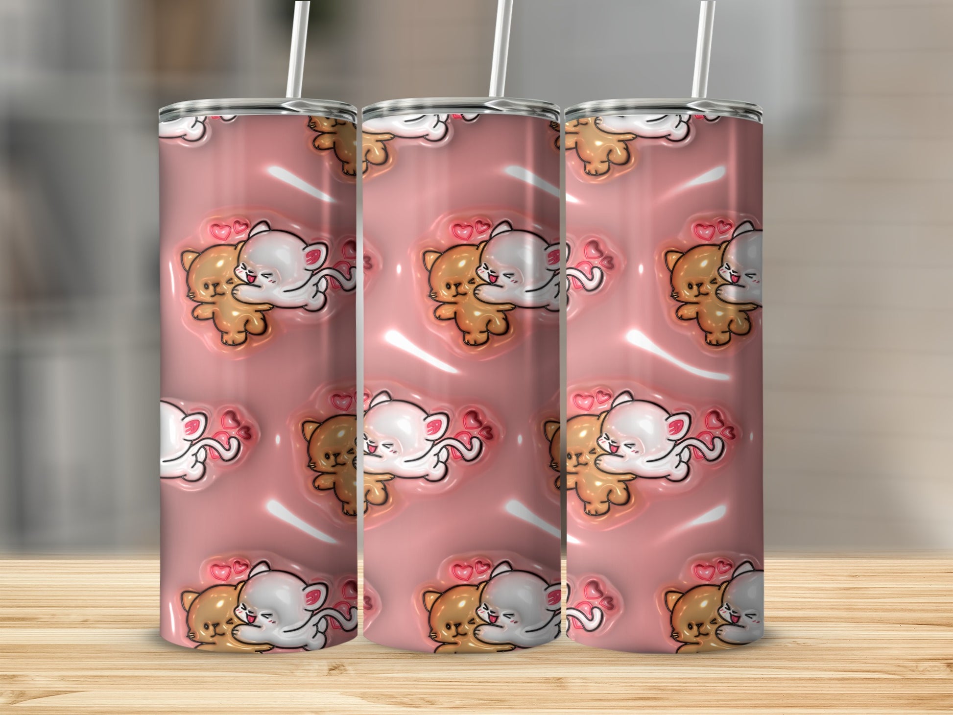Adorable Cat and Teddy Patterned Drinkware Product