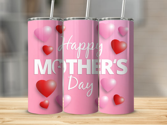Happy Mother's Day Tumbler with Heart Designs Gift Idea