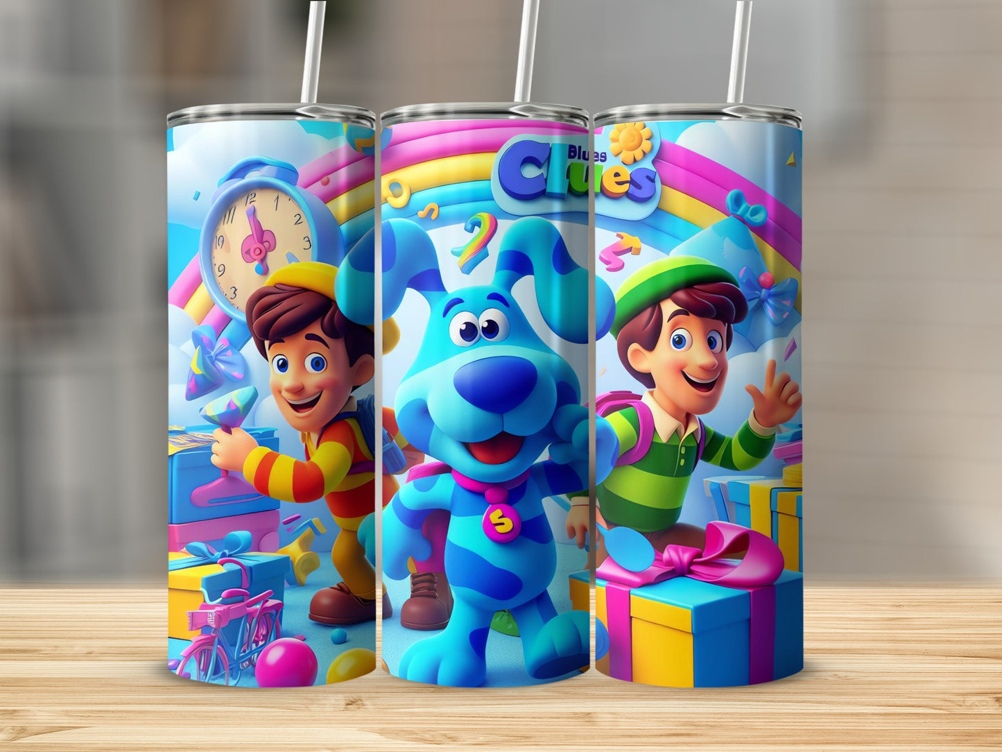 Blue Clues Cartoon characters illustrated design tumbler