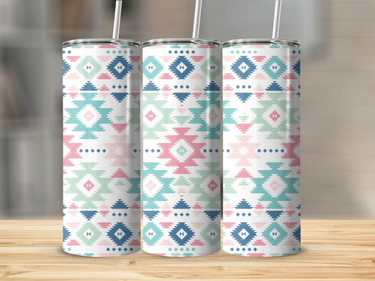 Colorful Aztec Tribal Pattern Tumbler with Straw Product