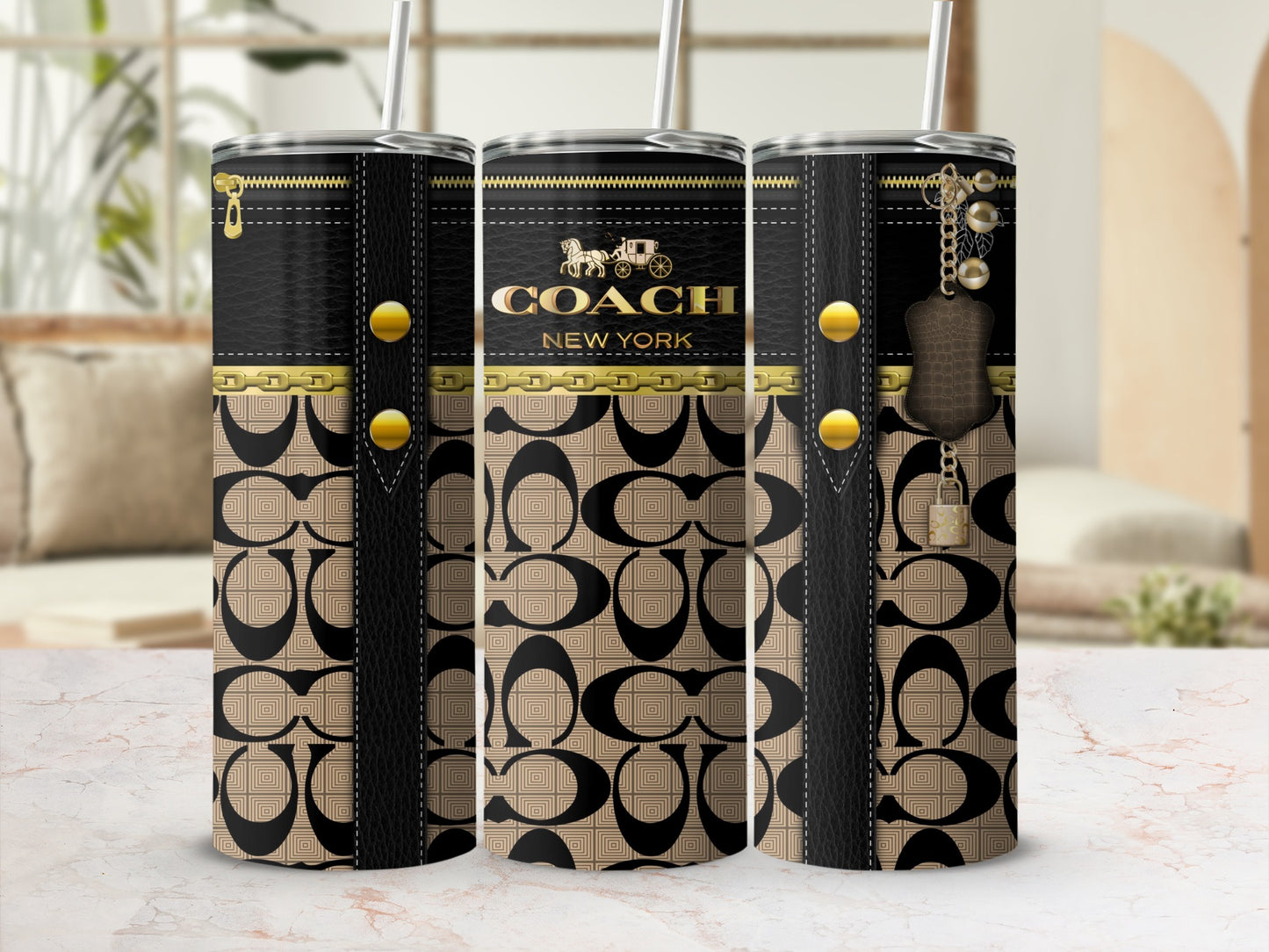 Coach New York Inspired Designer Tumbler Cup Accessory