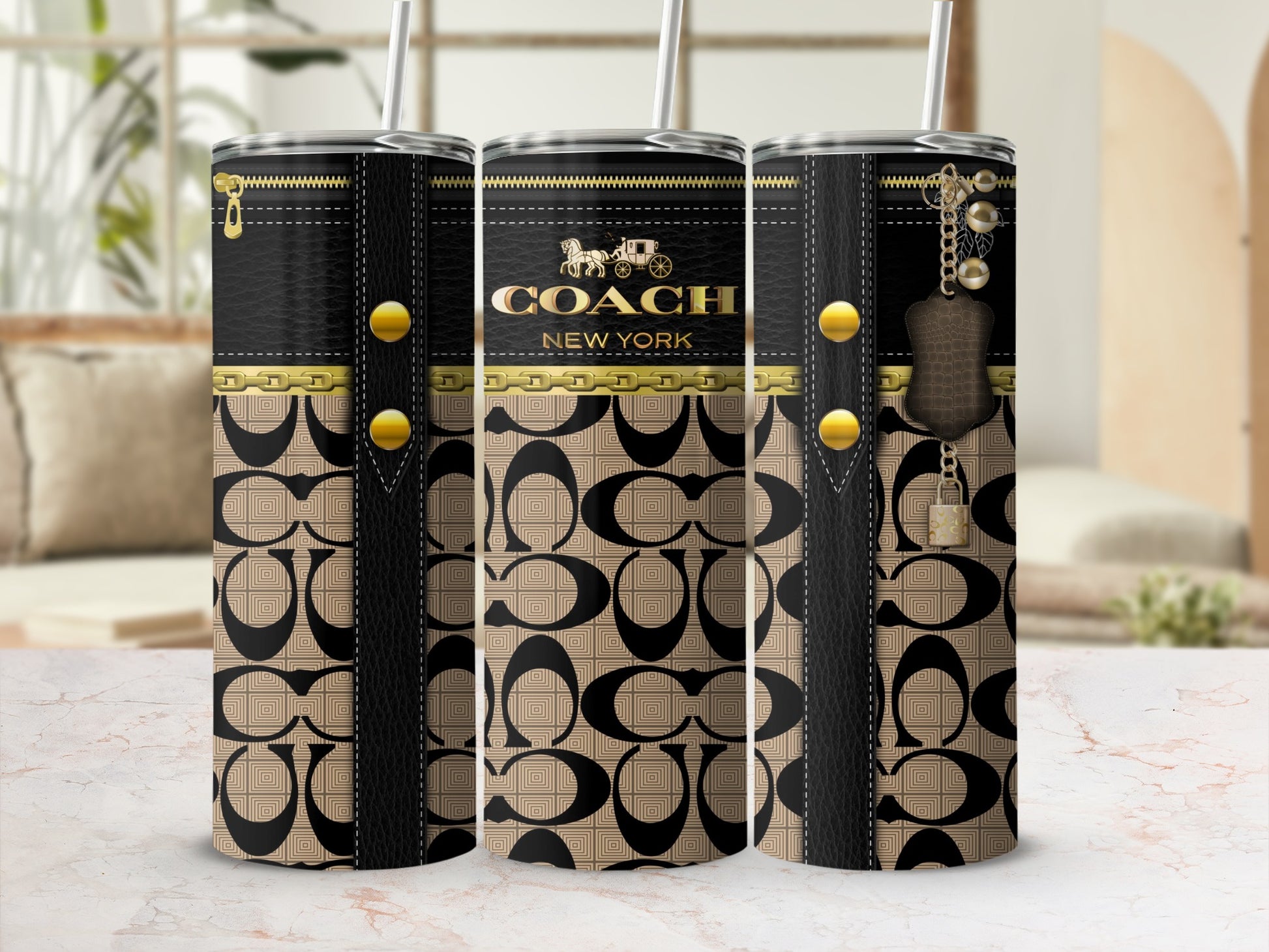 Coach New York Inspired Designer Tumbler Cup Accessory