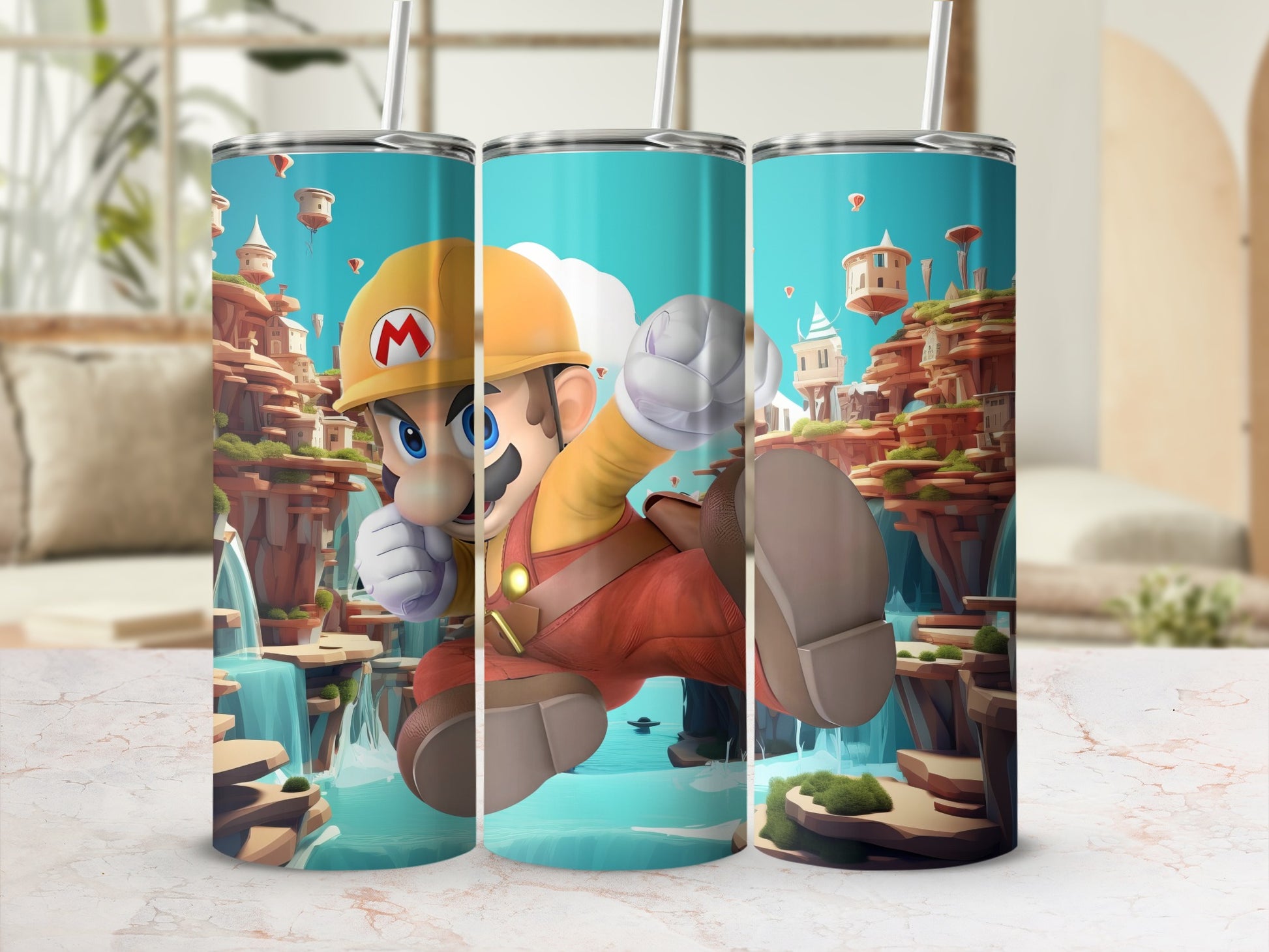 Colorful Animated Character Tumbler with Straw
