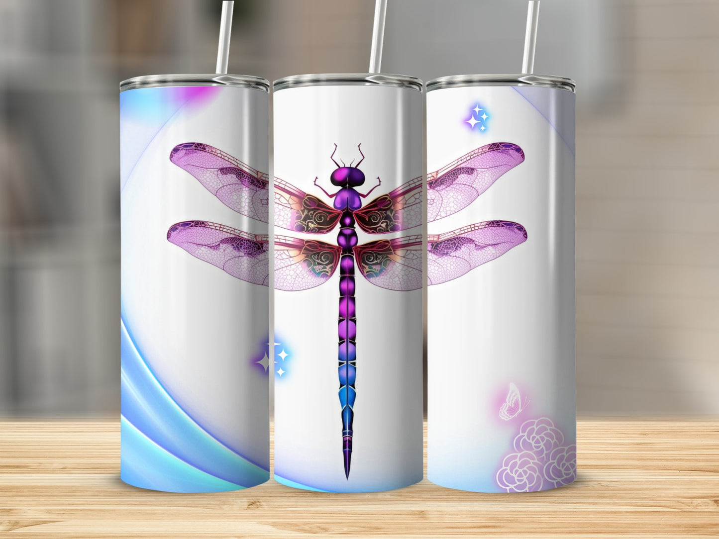 Colorful Dragonfly Art Wrap Tall Drinkware Tumbler