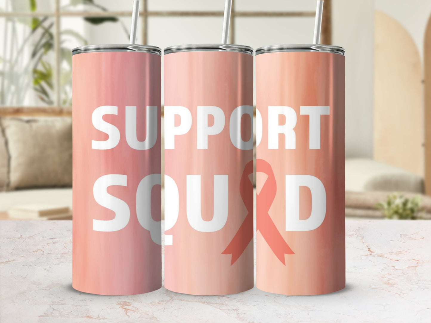 Support Squad Pink Ribbon Tumbler for Awareness