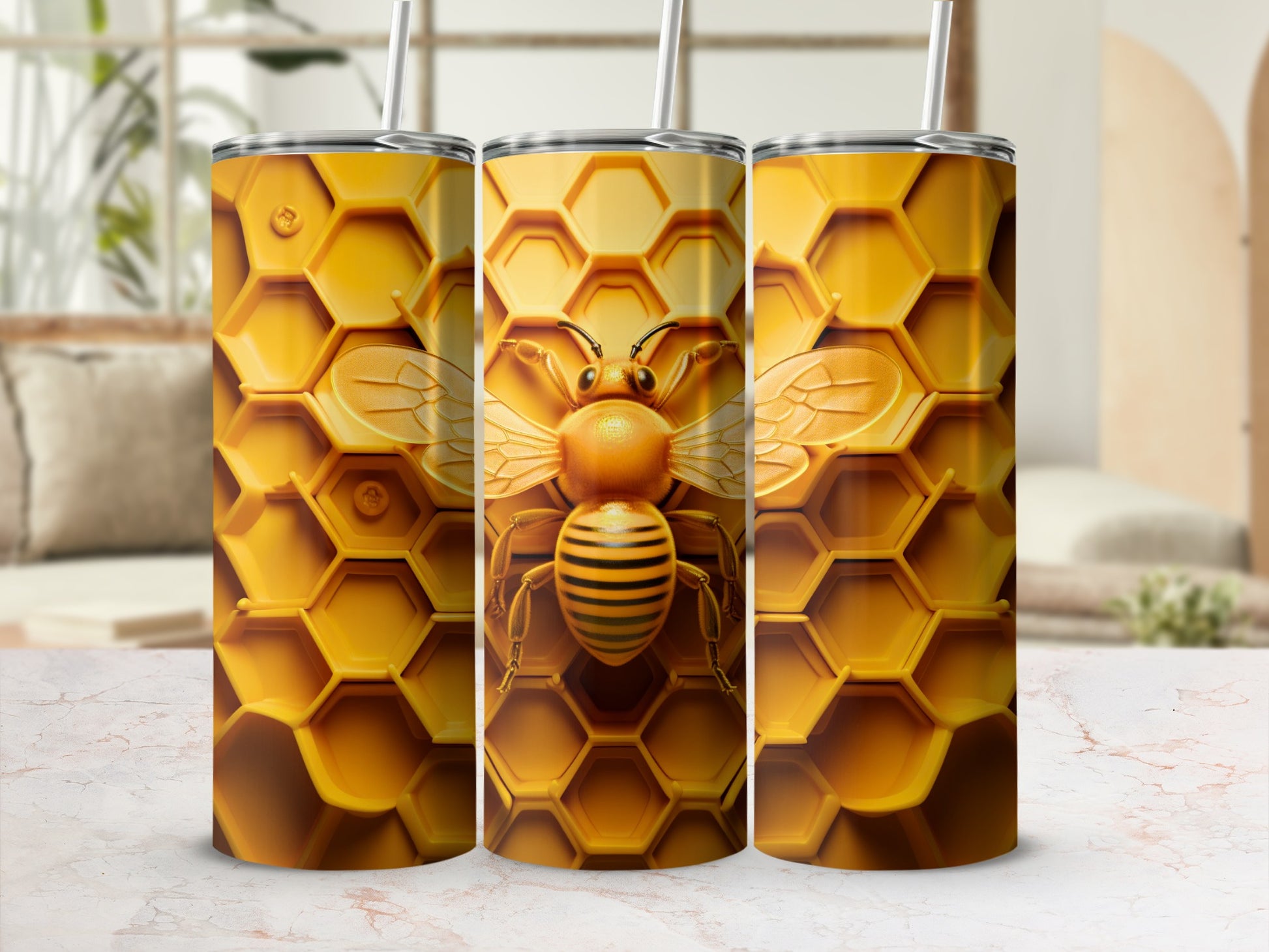 Striking Honeycomb Bee Insect Pattern Drinkware product type