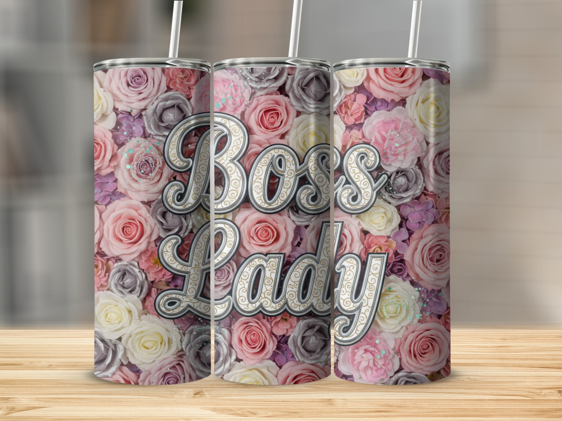 Boss Lady Floral Design Insulated Tumbler Cup