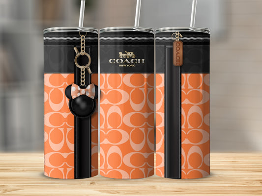 Coach New York Orange Pattern with Keychain Tumbler