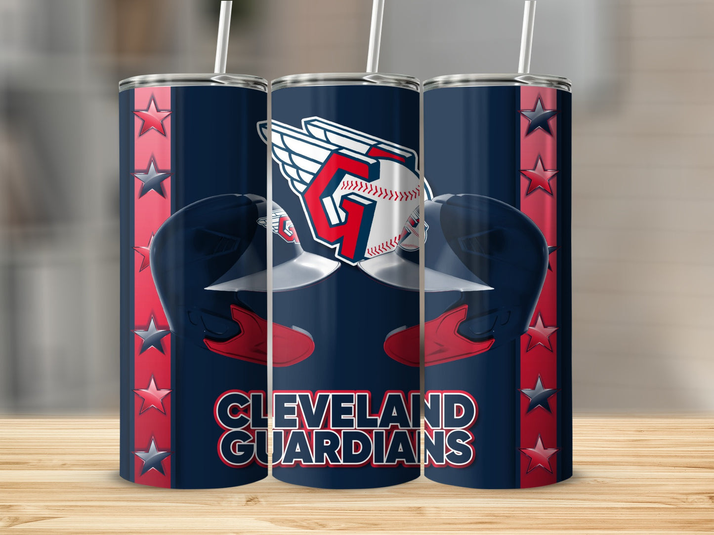 Cleveland Guardians Helmets Logo Graphic Print Design Tumblers