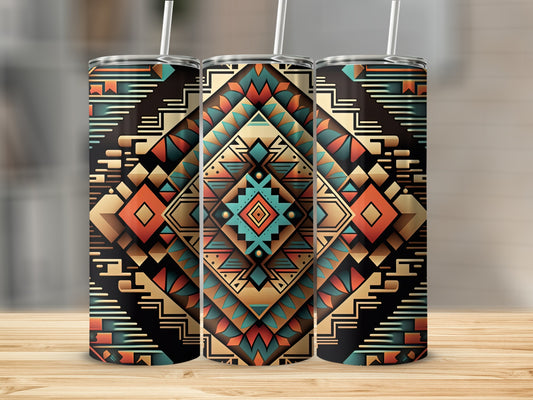 Vibrant Tribal Design Geometric Pattern Tumbler Product