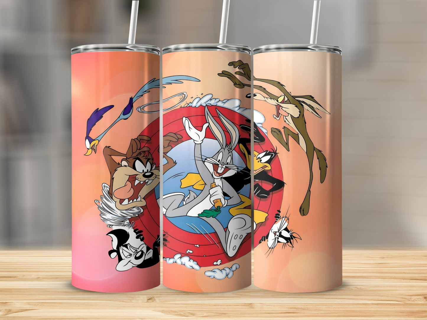 Cartoon Characters Tumbler with Straws for Kids