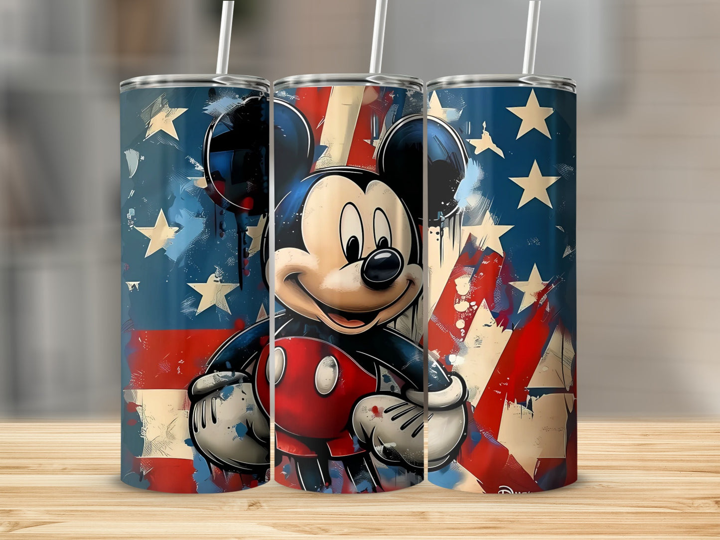 Mickey Mouse American Flag Themed Tumbler Cup Set