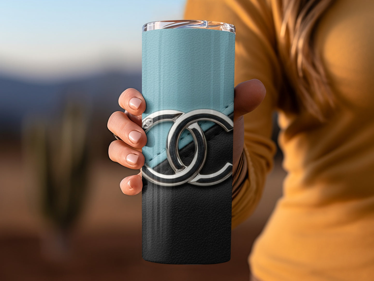 Aqua Plus Black Design Double Ring Emblem Tumblers