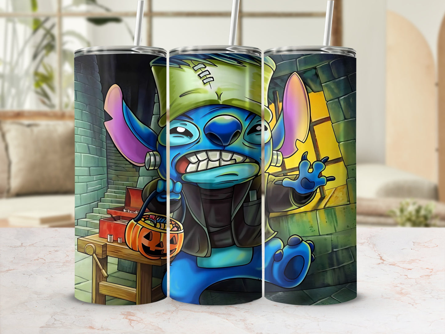 Cute Blue Monster Halloween Design Tumbler
