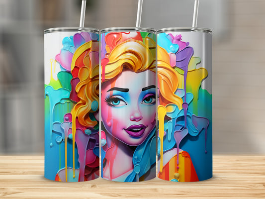 Vibrant Abstract Art Tumblers with Colorful Faces