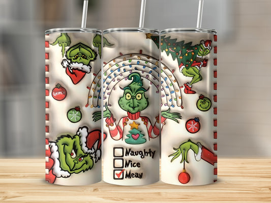 Naughty or Nice Grinch Christmas Tumbler 20oz Cup