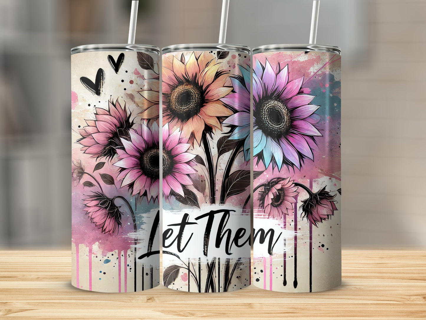 Watercolor Sunflower Hearts Let Them Quote product type