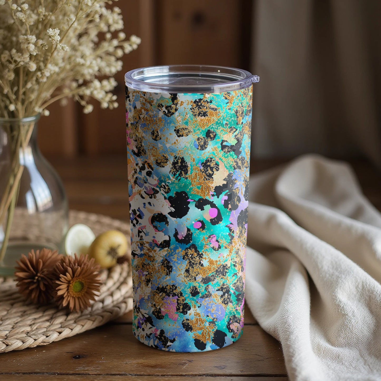 Vibrant Abstract Pattern Travel Tumbler Stainless Design