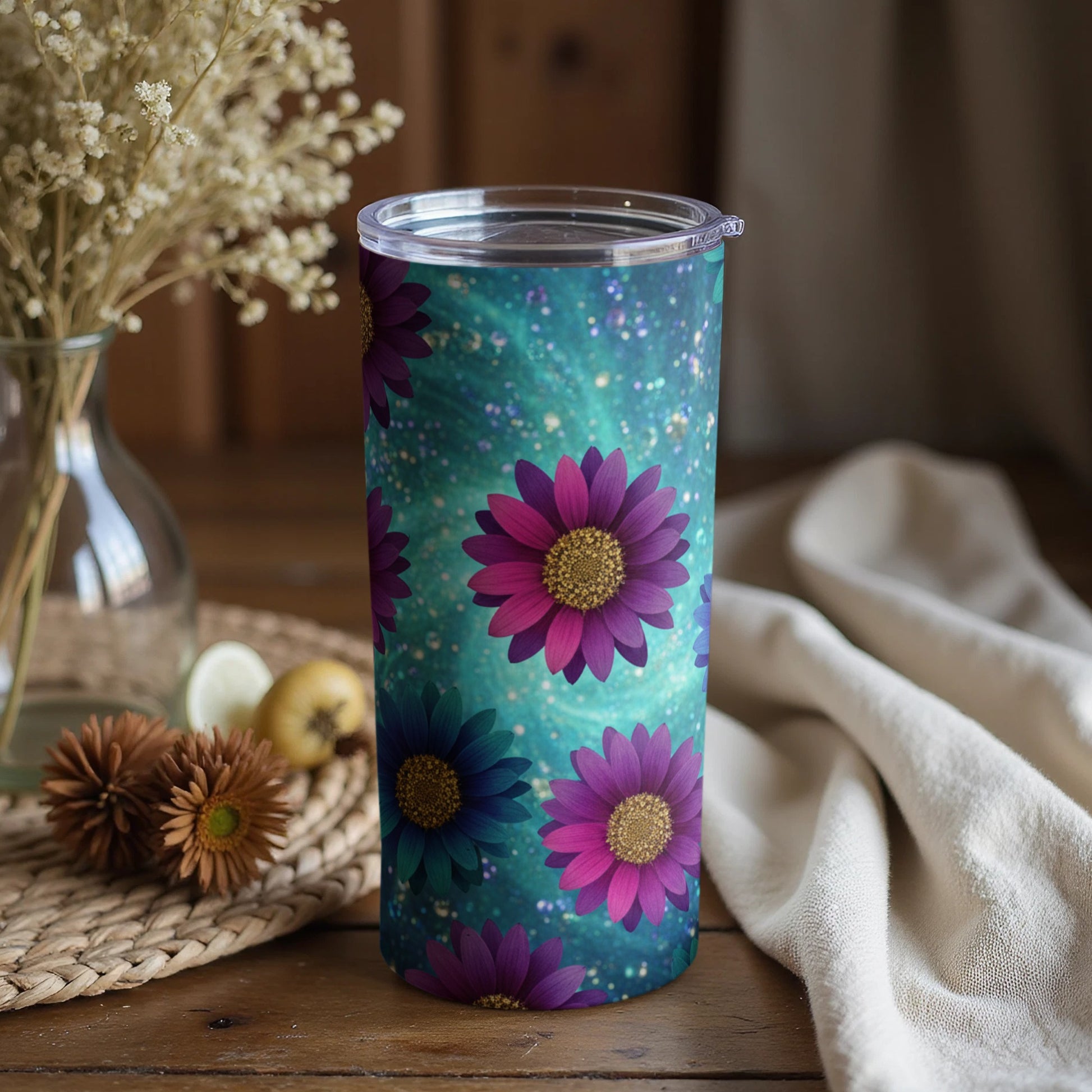 Vibrant Floral Patterned Tumbler with Lid product