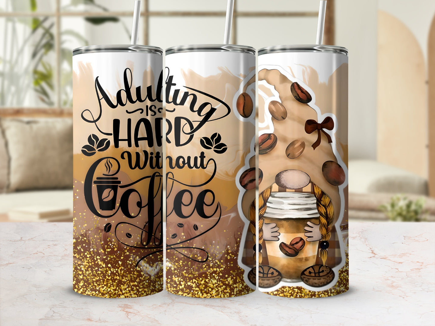 Adulting Is Hard Without Coffee Tumbler Cup Design