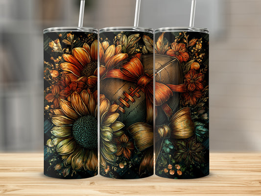 Sunflowers and Football Design Tumbler 20oz