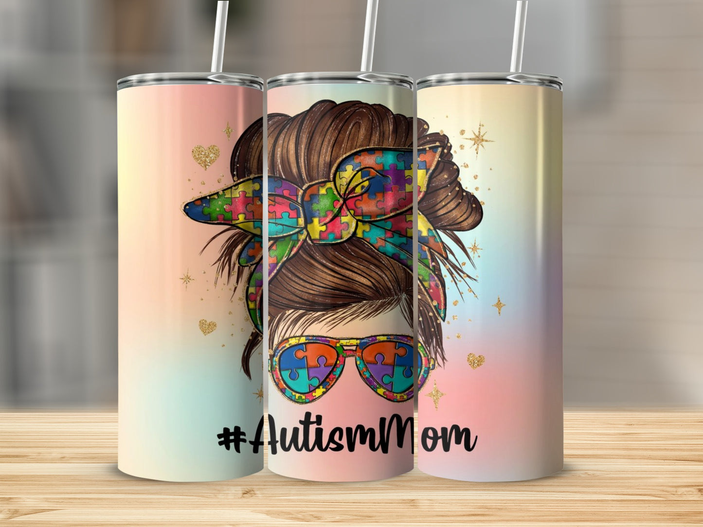 Colorful Puzzle Ribbon Headband #AutismMom Tumbler