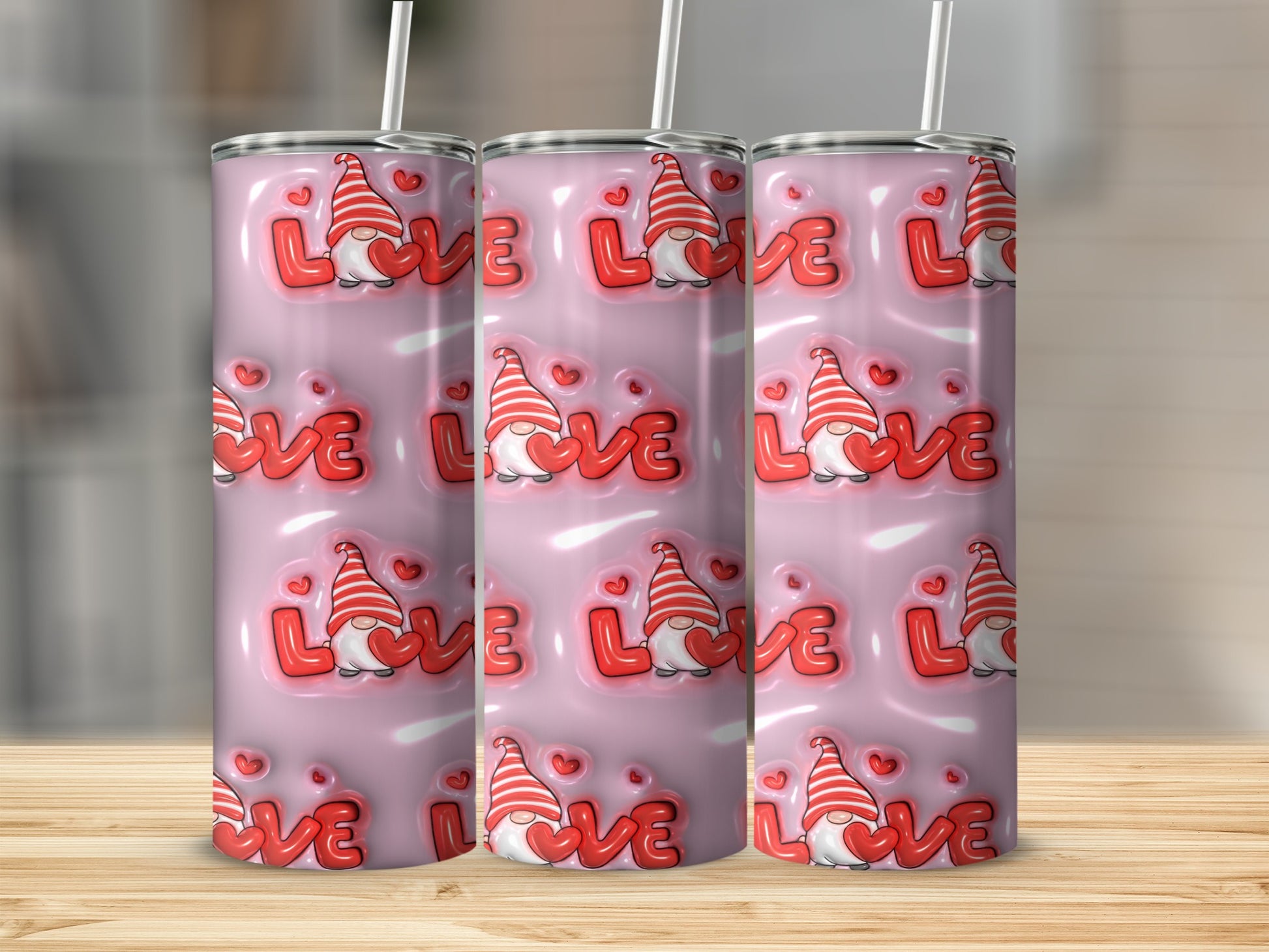 Adorable Love Gnomes Hearts Design Tumbler Product