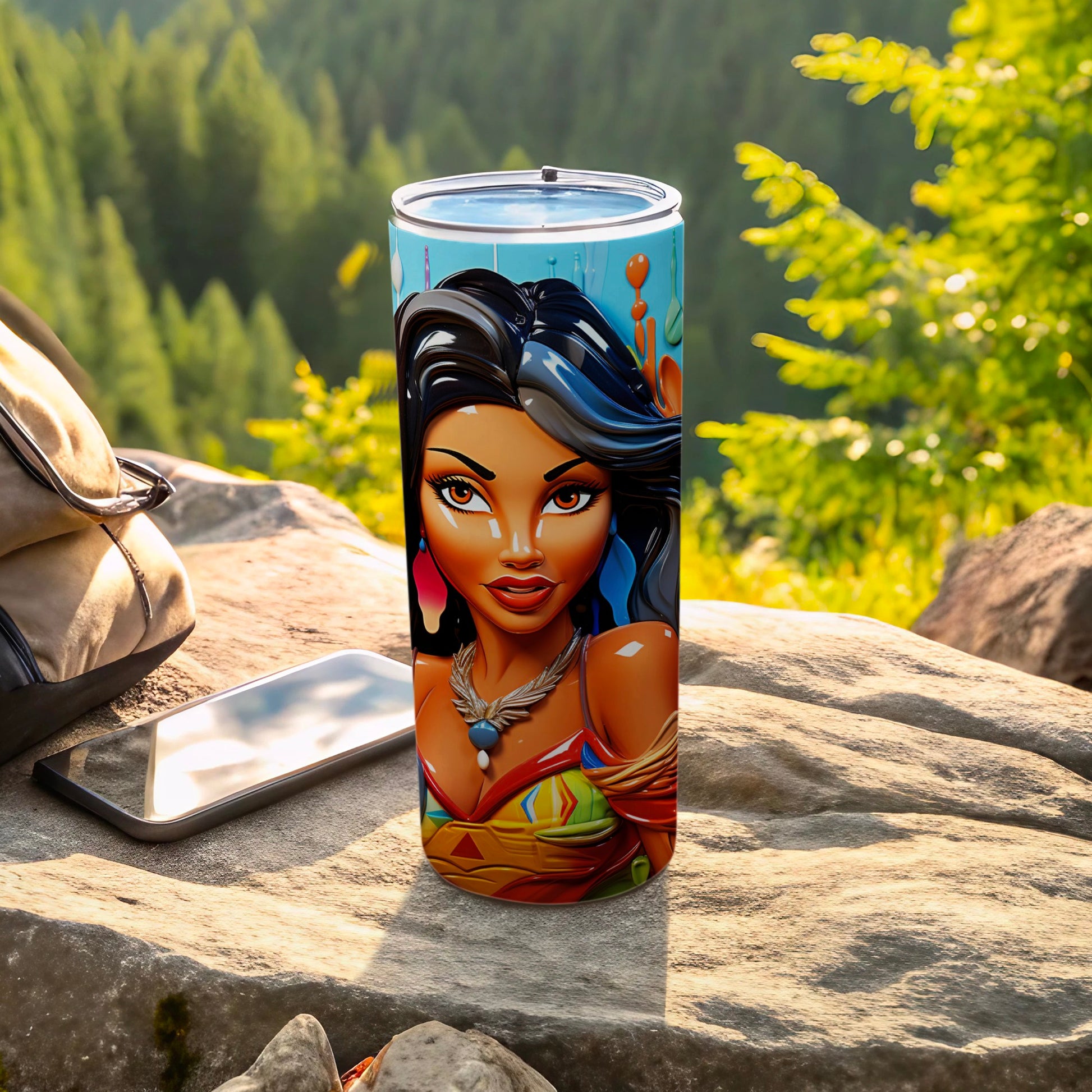 Vibrant Traveling Tumbler With Bold Artistic Character Design