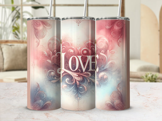LOVE Ornate Floral Swirls Watercolor Tumbler product type