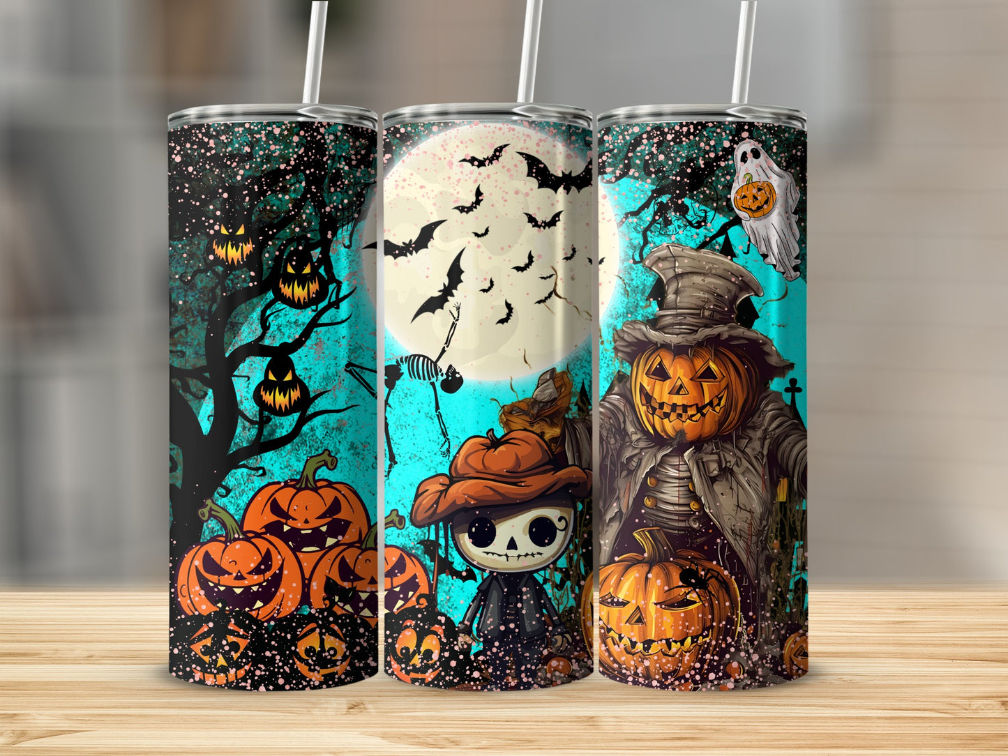 Spooky Halloween Pumpkin and Ghost Tumbler Product