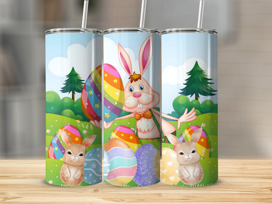 Colorful Easter Bunny Tumblers with Eggs Design