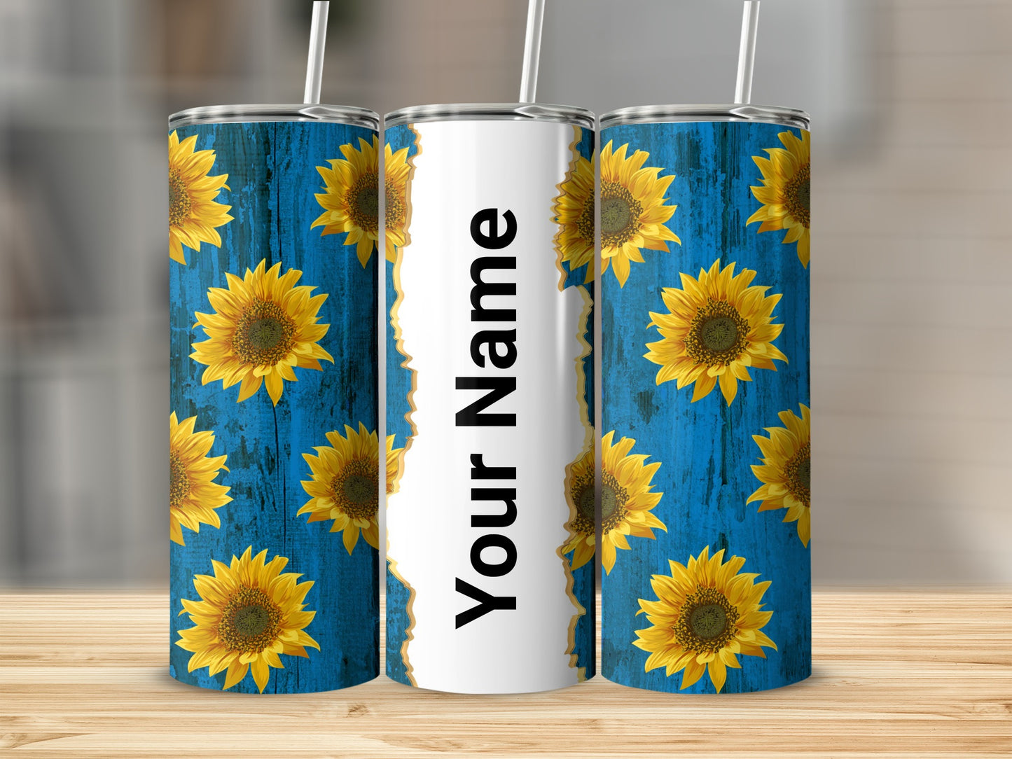 Sunflower Themed Customizable Tumbler with Name Design