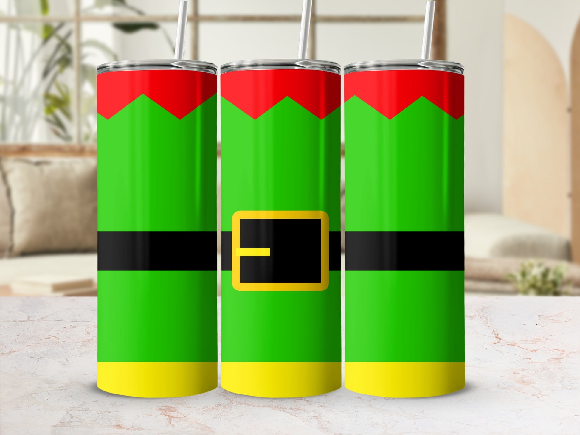 Christmas Elf Green Red Yellow Black Buckle Tumbler product type