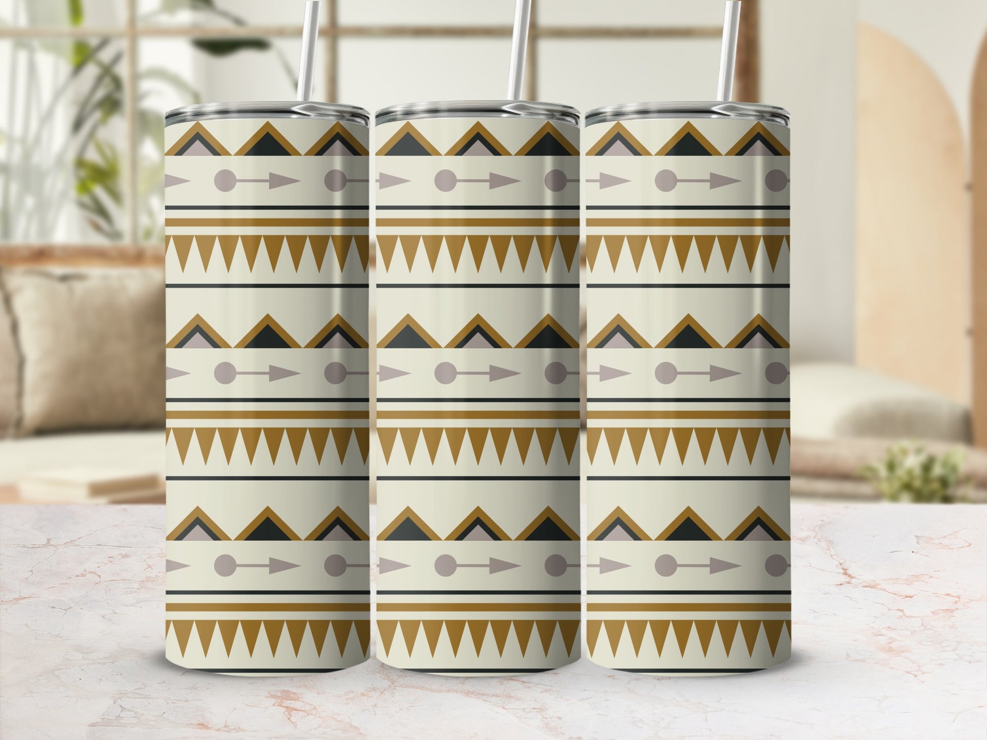 Tribal Geometric Pattern Travel Mug Tumbler Cup Product