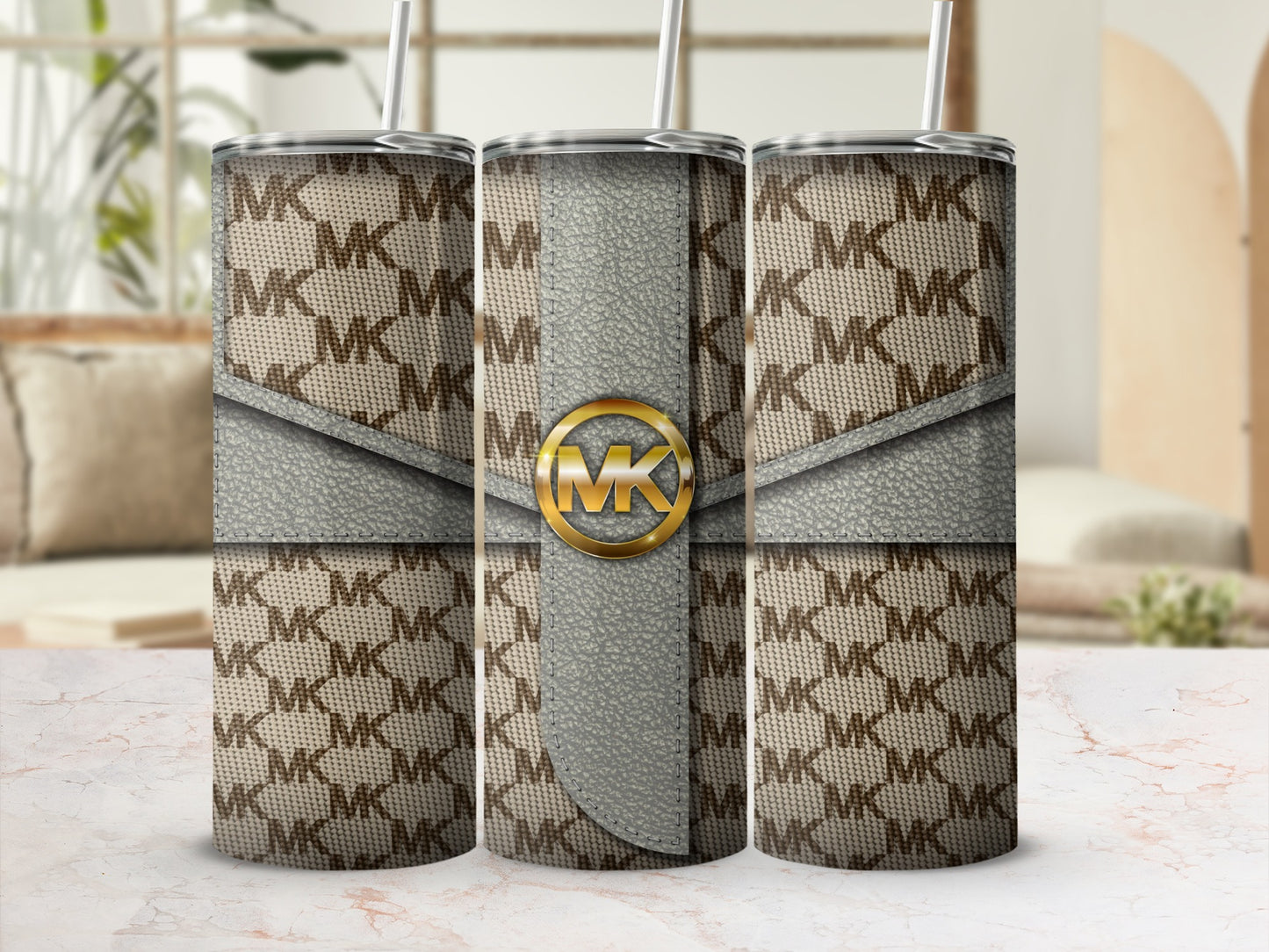 Stylish Monogram Patterned Tumbler with Elegant Design