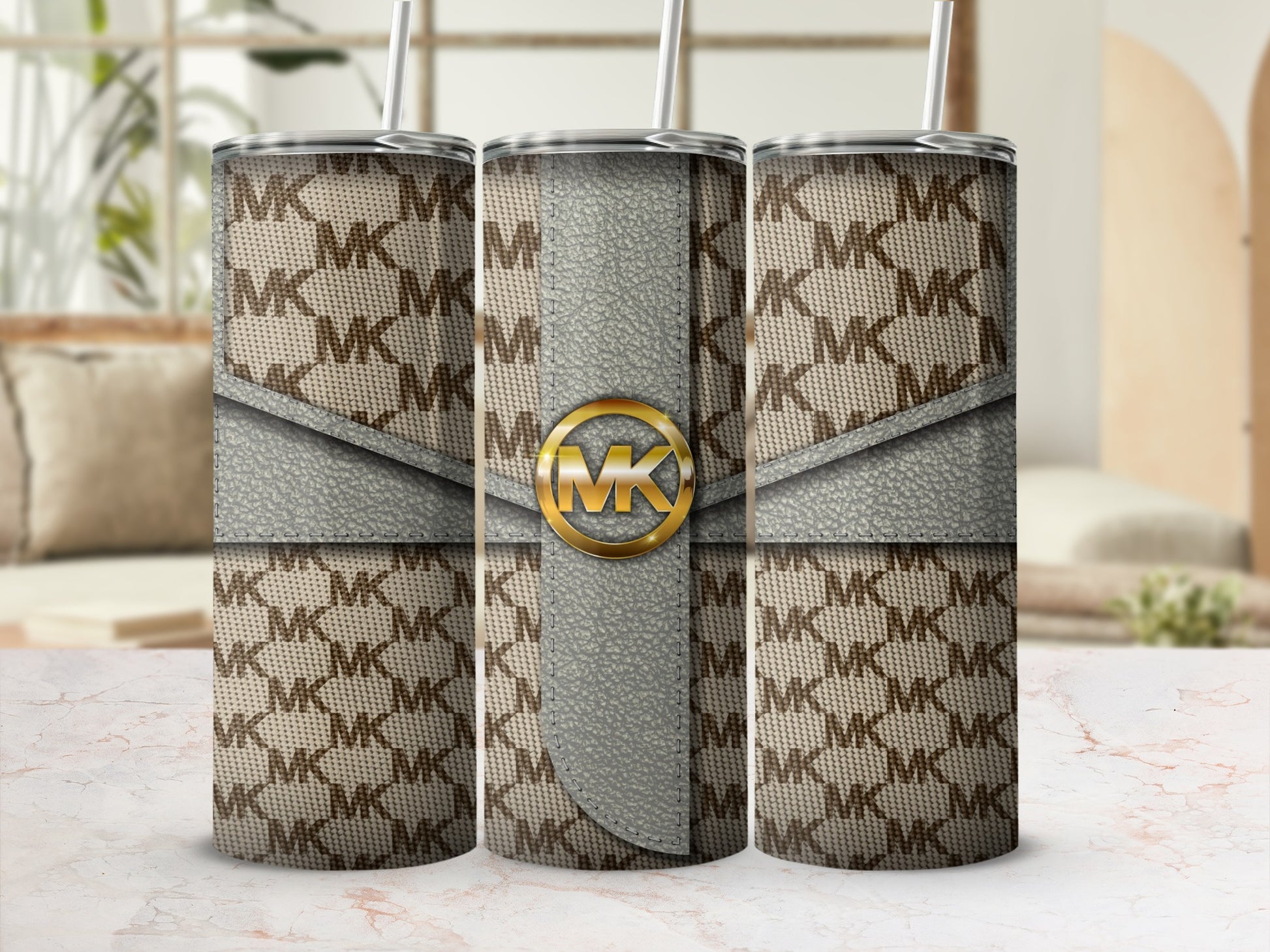 Stylish Monogram Patterned Tumbler with Elegant Design