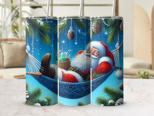 Santa Relaxing in Hammock Christmas Tumbler Product